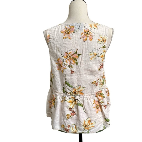 Rachel Rachel Roy Linen Floral Peplum Blouse Light Pink Sleeveless Top Size M - Picture 7 of 11